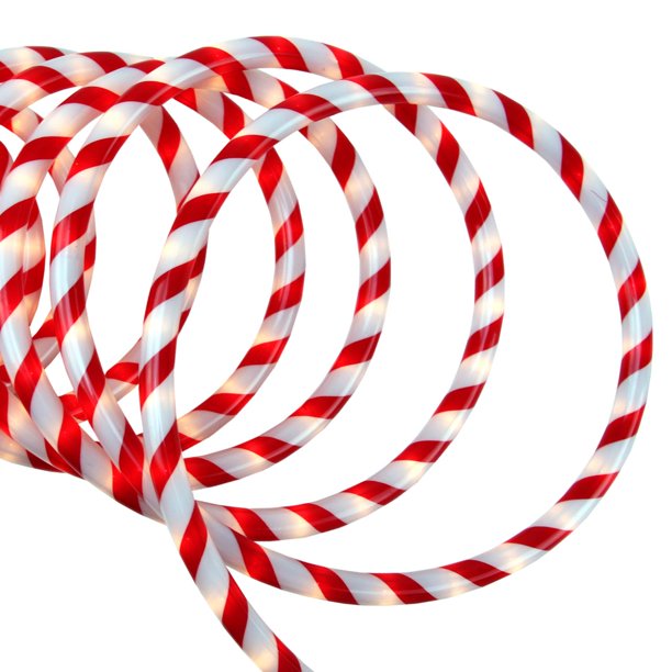 18’ Red and White Candy Cane Indoor/Outdoor Christmas Rope Lights - 1