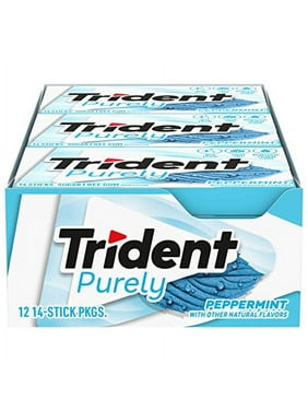 Trident Purely Peppermint Sugar Free Gum, 12 Packs of 14 Pieces (168 Total Pieces)
