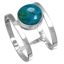 Natural Chrysocolla Women Jewelry 925 Sterling Silver Ring