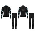 thumbnail image 3 of Yeahdor Kids Girls 2 Piece Figure Skating Training Suit Long Sleeve Zipper Jacket And Rhinestone Leggings Set Light Blue 6, 3 of 7