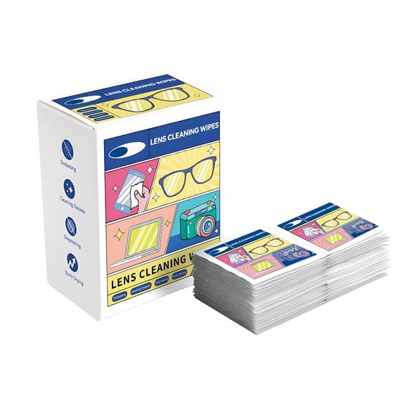 ACDANC 100-Pack Lens Cleaning Wipes for Glasses,Anti-Fog Disposable Microfiber Cloths with Alcohol-Free Formula,Safe for Camera Lenses & Screens,yellow