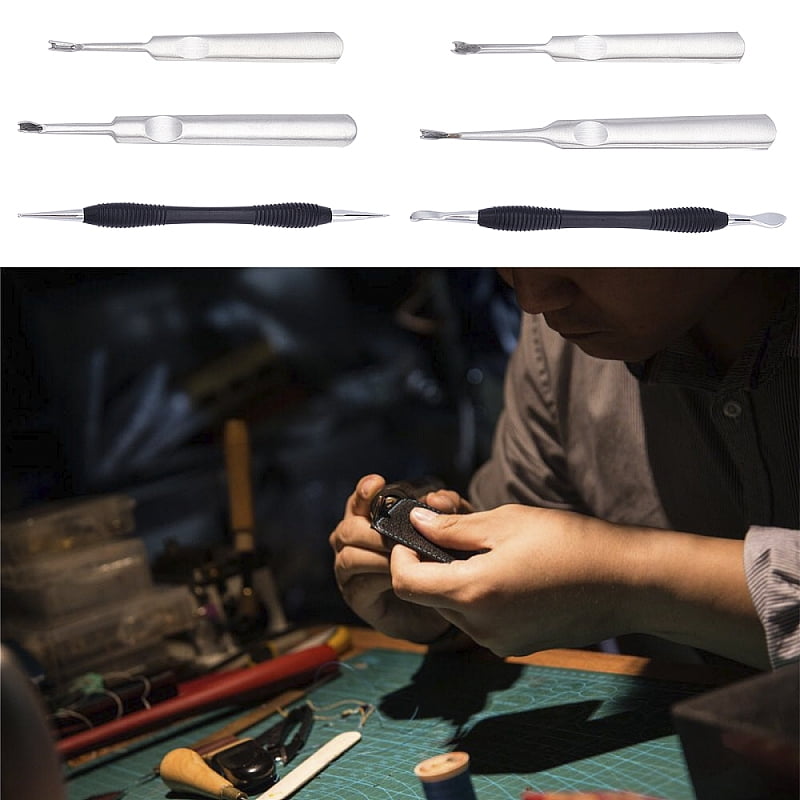 DIY Stainless Steel Leather Sewing Craft Tools Including 1Pcs Ruler 2Pcs Alloy Leathercraft Tools and 1Pcs Stitching Groover Mixed Color 174x19x0.5mm