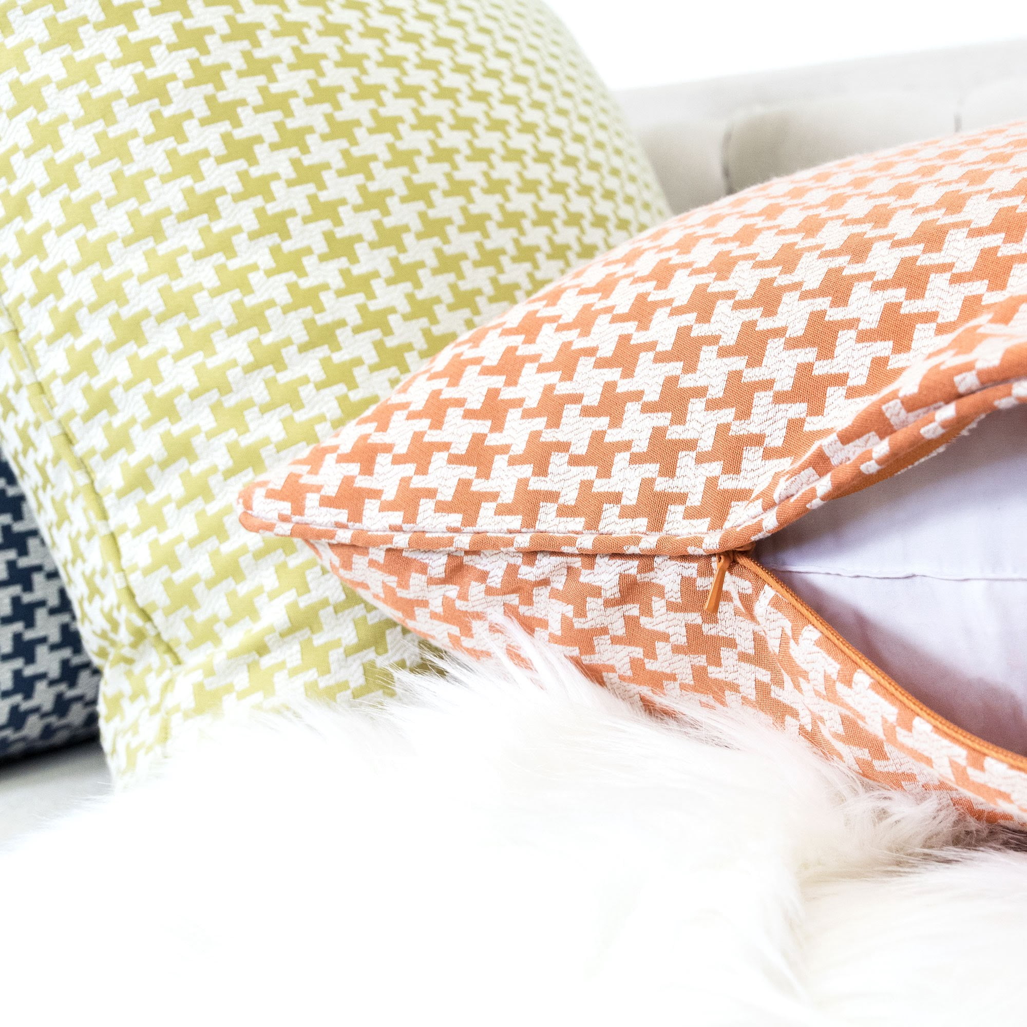 Makayla Orange Geometric Polyester 20 in. x 20 in. Throw Pillow