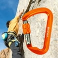 thumbnail image 2 of Climbing Carabiner Clip, Durable D Shaped, Aluminum Alloy Lightweight Carabiners Orange Color Screw Lock, 2 of 8