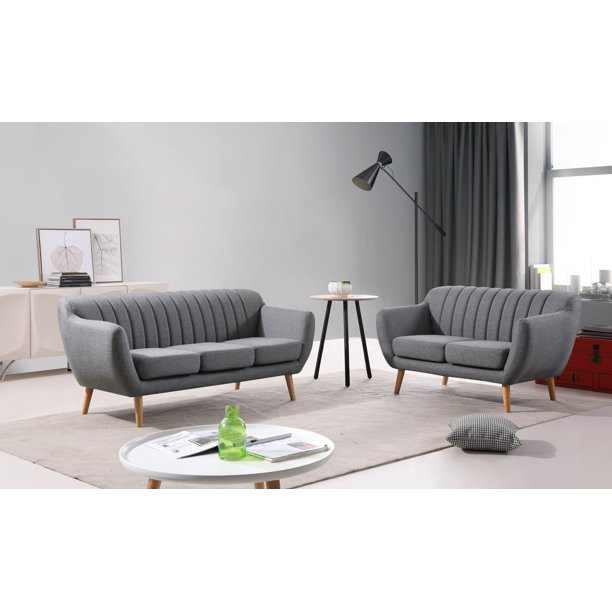US Pride Furniture Mid Century Modern Sofa & Loveseat Set