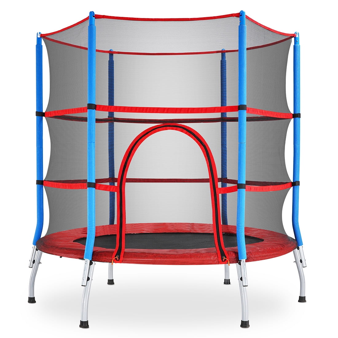 60" Kids Trampoline with Safety Enclosure Net Spring Pad Heavy Duty Steel Frame 