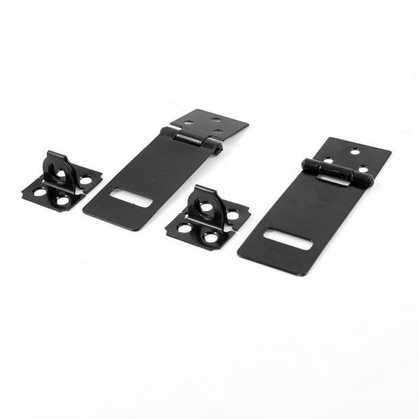 2 Set Door Safety Lock Black Metal Padlock Hasp Staple Set 65mm Long