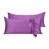 Unique Bargains 2 Pack Silky Satin Body Pillow Cases Purple 21" x 72"