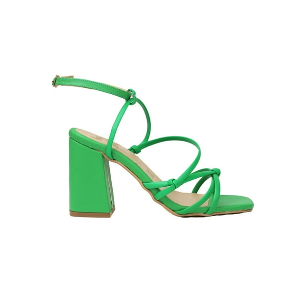 Zapatillas Casuales Mujer Head Over Heels Tacón Bloque Tiras Verde 7703