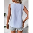 thumbnail image 4 of Women'S Button Asymmetrical V Neck Striped Print Blouses Casual Sleeveless Tank Top Summer Shirt Tops Light Blue XXL, 4 of 8