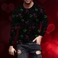 thumbnail image 4 of Men's Valentines Day Outfits Long Sleeve T-Shirts Crew Neck Love Hearts Printed Funny Tees Casual Holiday Tops (M, Black #A), 4 of 5