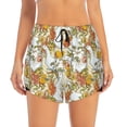 thumbnail image 2 of Balery Ducks and Flowers Pantalones cortos deportivos para mujer con forro y dos bolsillos, elásticos, para entrenamiento, gimnasio, yoga-Small, 2 of 7