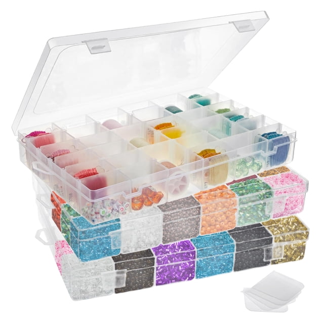 Caja organizadora Bead Storage, paquete de 3 unidades con 36 rejillas, Juvale