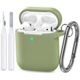 thumbnail image 2 of ATUAT Compatible with AirPods Case Cover, Full Protective Silicone Skin Dust-Proof Designed for Apple AirPods 1st 2nd Generation with Keychain, Front LED Visible, Army Green, 2 of 4