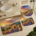 thumbnail image 6 of 4Pcs Floral Oil Painting Shower Curtain Set with Rugs, Toilet Lid Cover and Bath Mat, Purple Butterfly Rustic Field Bathroom Curtains Decor Shower Curtains, 72" x 72", 6 of 8