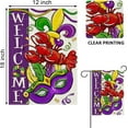 thumbnail image 2 of Mardi Gras Garden Flag, Crawfish Mask Fleur De Lis New Orleans Carnival Yard Decor, Purple Green Yellow Beads, 12 x 18, 2 of 5