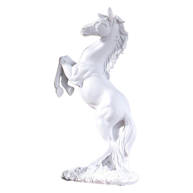 Estatua de caballo de resina, figura en miniatura, centro de mesa creativo, escultura de caballo Blanco
