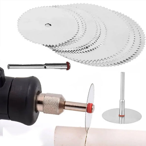 STONEGO 6PCS/Set Stainless Steel Cutting Discs Set with Mandrel - Precision Metal Cutting Discs for Rotary Tools, Sizes 16mm, 18mm, 22mm, 25mm, 32mm