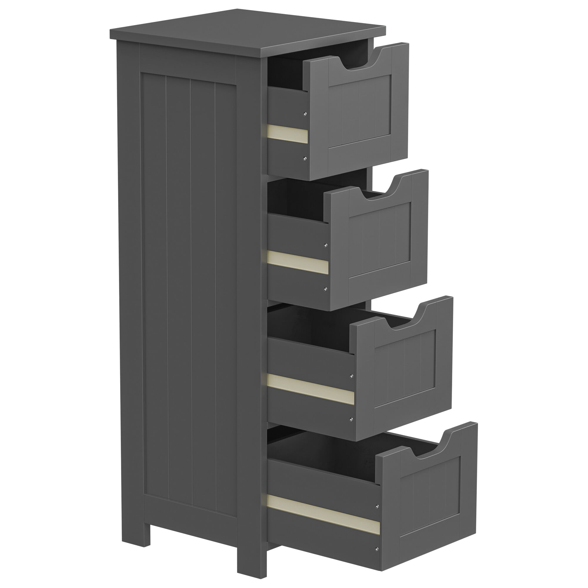 ZENSTYLE Bathroom Floor Cabinet Wood Free Standing Storage Organizer with 4 Drawers Gray