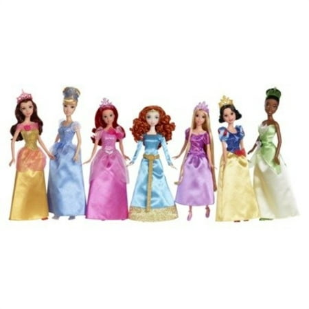 ultimate disney princess collection, 7 dolls: belle, cinderella, ariel, merida, rapunzel, snow white & tiana