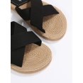 thumbnail image 3 of Women's Minimalist Criss Cross Strap Flat Slides, Outdoor Espadrille Sole Beach Slide Sandals, Solid Color Flat Shoes, 3 of 5