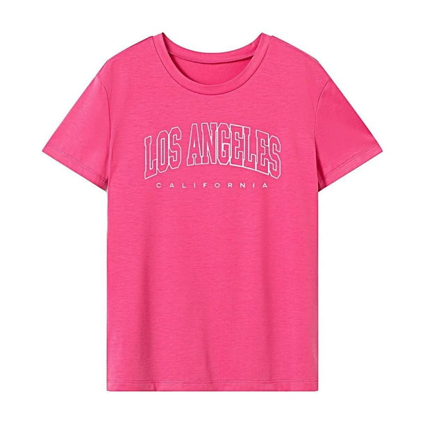 Camiseta para Mujer Verano Cuello Redondo Camisa para Calle Mujer Regalo del Día de San Valentín Rosa Rosa