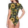 thumbnail image 4 of Daiia Sunflowers print Women's Crew Neck Short Sleeve Bodysuit Fashion Tops Fit Casual Basic Extender Bodysuit-Small, 4 of 9