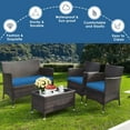 thumbnail image 4 of 4-Piece Rattan Patio Set, Outdoor/Indoor Wicker Conversation Set for Pool, Backyard, Lawn, Wicker Chairs and Sofa with Soft Cushion, Rattan Furniture with Tempered Glass Coffee Table, 4 of 9