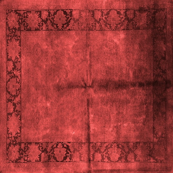 Ahgly Company Indoor Square Oriental Red Industrial Area Rugs, 8' Square