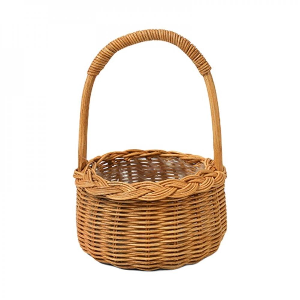 Promotion! 1 Piece Wicker Woven Flower Basket Rattan Lace Round