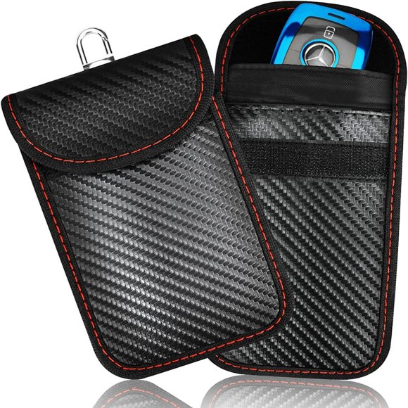 Faraday Key Fob Protector - 2 Pack Mini Anti-Theft Pouch Key Fob RFID Signal Blocking Faraday Bag for Key Fob