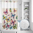 thumbnail image 2 of No Hook Shower Curtain, Colorful Butterfly Shower Curtains for Bathroom with See Through Top Window, Elegant Pastoral Butterflies Rustic Watercolor Waterproof Bath Curtain Stand Up Stall 36"x72", 2 of 9
