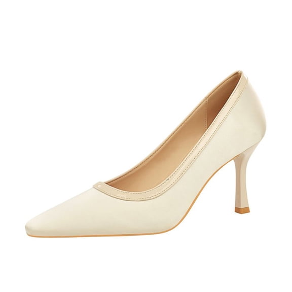 Women Square Toe High Heels 7.5CM Stiletto Sexy Satin Pumps Wedding Evening for Bride Prom Party