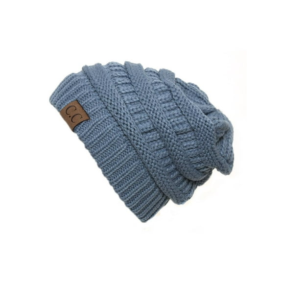Denim Thick Knit Soft Stretch Beanie Cap