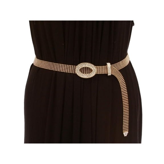3/4" Rhinestone Open Oval Metal Ball Chain Belt