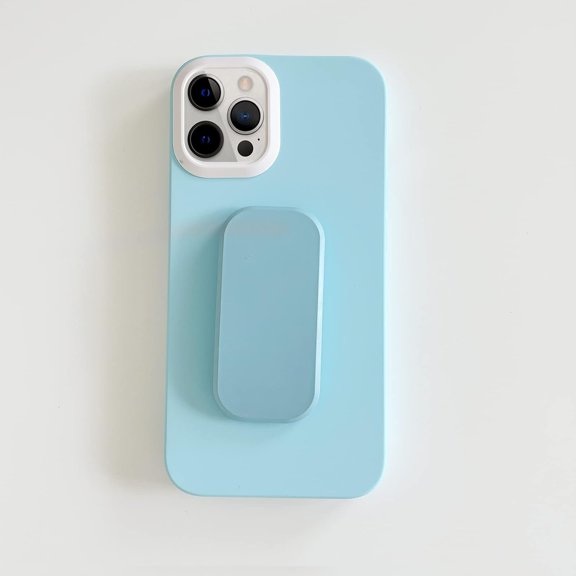 Compatible with iPhone 13 Pro Max Liquid Silicone Case with Microfiber Lining Candy Color Stand Kickstand Camera Lens Protection Shockproof Cover for Women Girls Blue