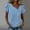 Light Blue, variant on Women's Summer Faux Linen Double Wrinkle Pullover Top, Solid Color Petal Sleeve Button Casual Blouse Black S