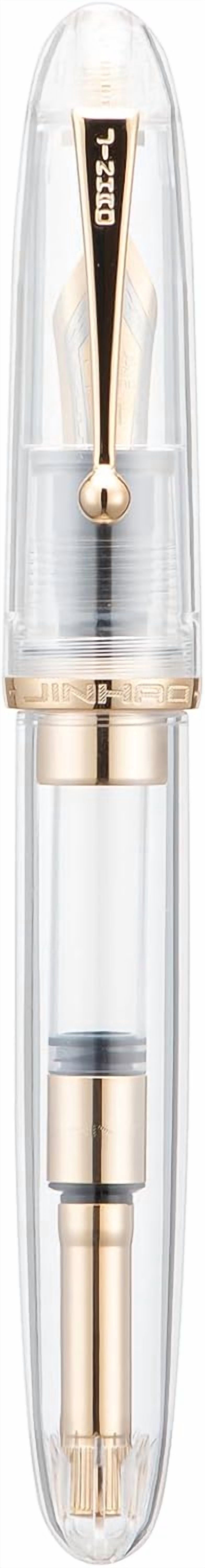 Jinhao 9019 DaDao Series Fountain Pen, Size 8 Extra Fine Nib with Large Ink Converter, Transparent Clear Design Smooth Writing Pen (Gold Trim)