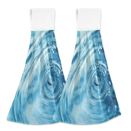 

2pcs Kitchen Hanging Towels Bathroom Hanging Towels Velcro Soft Hand Towel Absorbent Tie Towels for Kitchen Toilet Tea Bar Washcloth Decor Circular Ripple