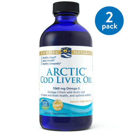 (2 pack) Nordic Naturals Cod Liver Oil Liquid, Natural, 750 Mg, 8