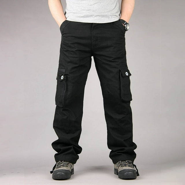 Pantalones largos, pantalones cargo para hombre, pantalones rectos ajustados con múltiples bolsillos, pantalones deportivos para exteriores, pantalones para hombre