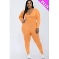 thumbnail image 4 of Plus Size Long Sleeve Scoop Neck Bodycon Jumpsuit, 4 of 11
