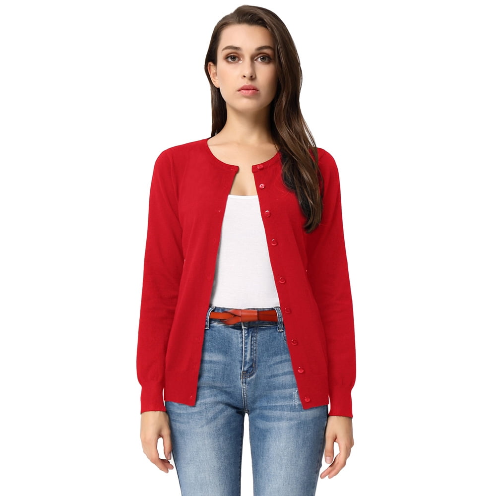Grace Karin Classic Women's Button Down Crew Neck Sweater Knit