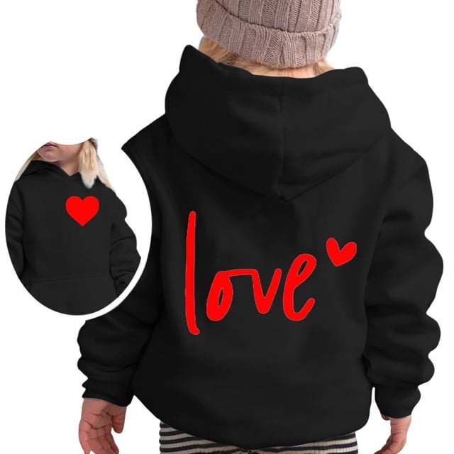 FAOWME Sweat à Capuche à Manches Longues pour Enfants Imprimé Lettre Léger Noir 6-7 Ans