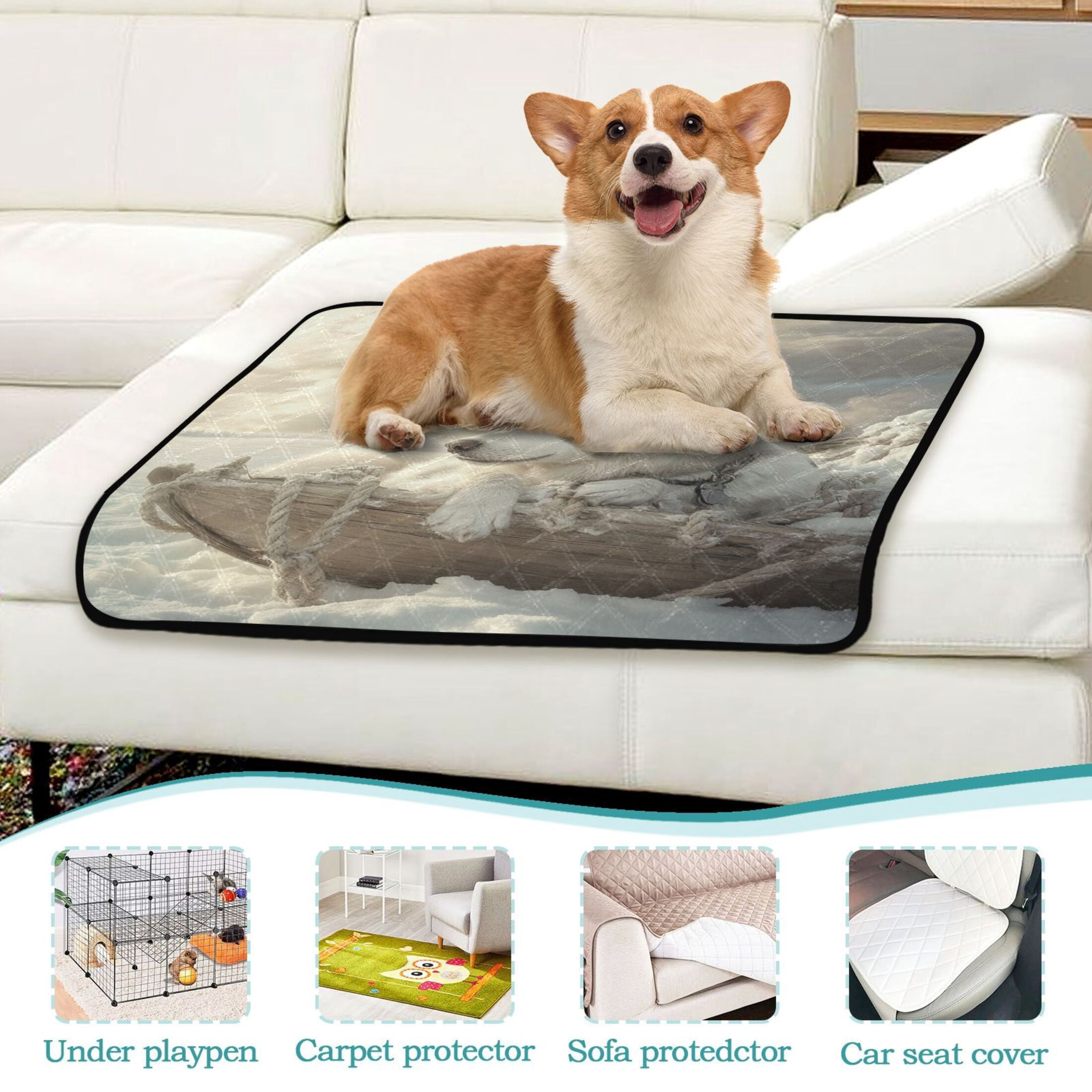 Qxltty White Alaskan Dog Cat litter Pads Pet Set of 3 Diaper Mats Center Anti-leakage Layer Absorbent Soft and Comfortable