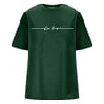 thumbnail image 4 of Ediodpoh Women's Oversized Letter Print Crew Neck Short Sleeve Tops T Shirt Short Sleeve Casual Loose Blouse Sport Summer Casual Tops Shirt Plain for Teenage Girls Womens Tops Dark Green S, 4 of 4