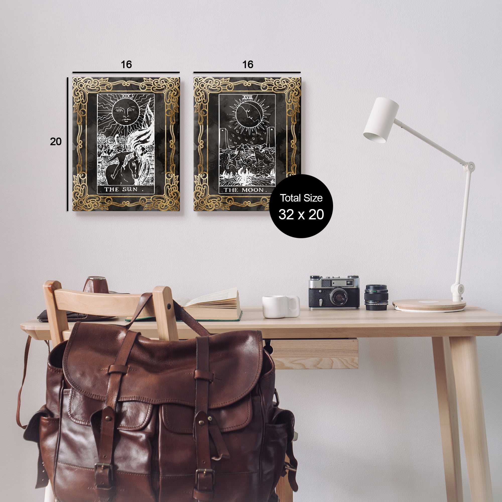 Stupell Industries Ornate Tarot Sun & Moon Animals & Insects Painting Gallery Wrapped Canvas Art Print Wall Art, 16 x 20, Set of 2