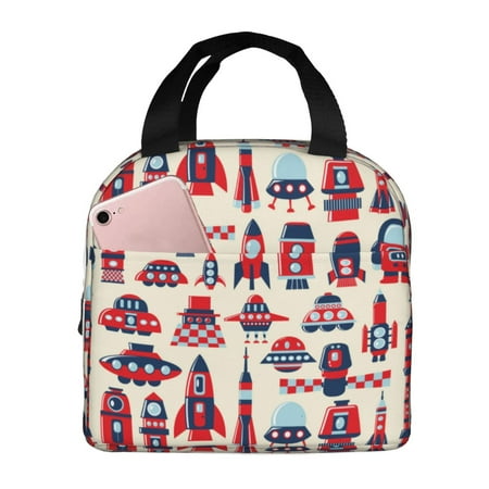 Insulated Lunch Bag for Women Men - Rocket Pattern Leakproof Cooler Lunch Box for Women Men  Lunch Tote Bags for Work School Picnic Travel
