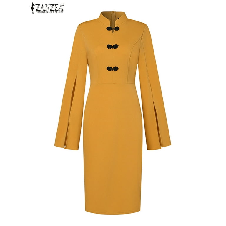 スーツ・フォーマル・ドレス L'or Cape collar Dress Yellow Cape-Style Evening Dress – M.R DESIGN