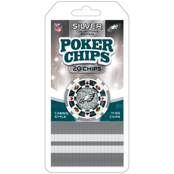 MasterPieces Casino Style 20 Piece 11.5 Gram Poker Chip Set NFL Philadelphia Eagles Silver Edition
